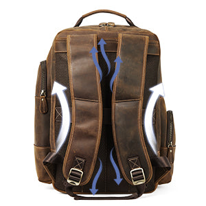 BOSTANTEN Leather Backpack for Men, 15.6 inch Laptop Backpack Large Capacity Business Travel Bag Vintage Shoulder Daypacks