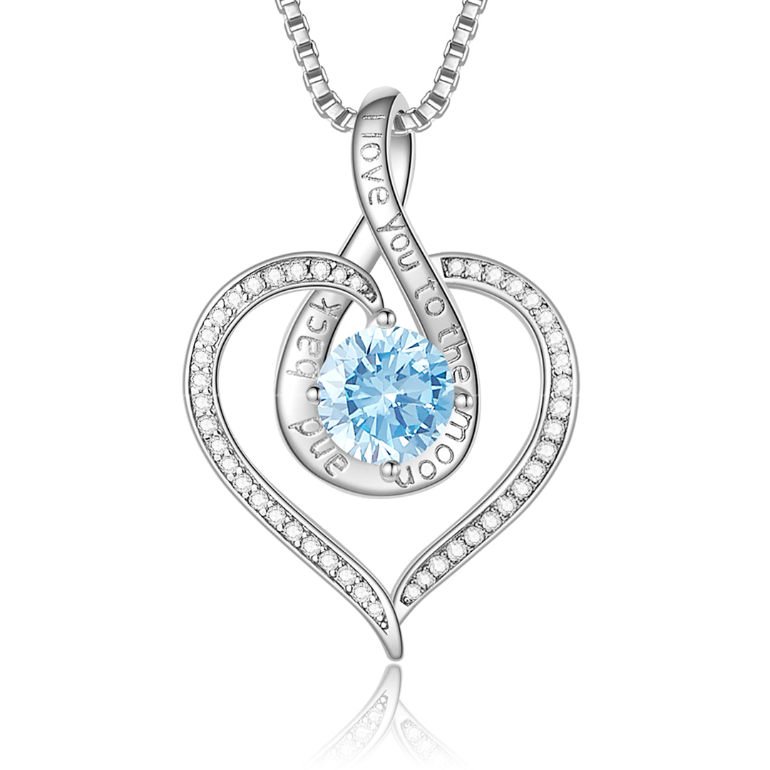 BOSTANTEN Love Heart Pendant Necklaces for Women Silver Rose Gold Tone Crystal Birthstone Birthday Jewelry Gifts for Women, 18"+2" - BOSTANTEN