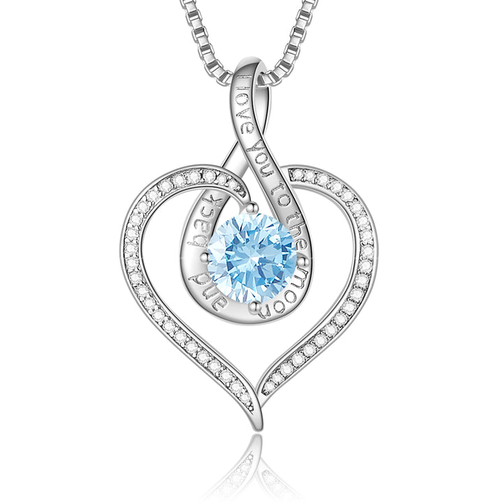 BOSTANTEN Love Heart Pendant Necklaces for Women Silver Rose Gold Tone Crystal Birthstone Birthday Jewelry Gifts for Women, 18"+2" - BOSTANTEN