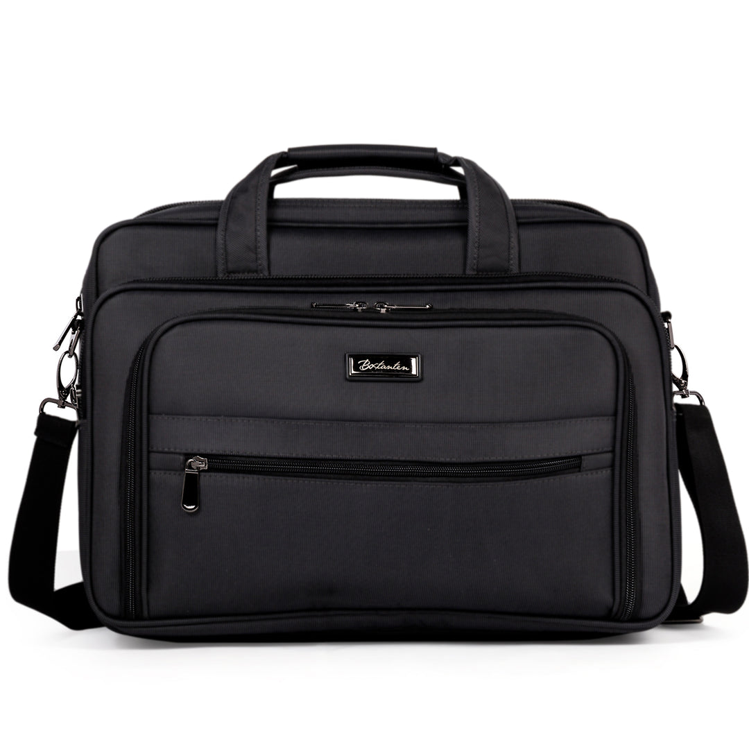 BOSTANTEN Laptop Bags 17 inch Briefcase for Men Canva Water-resistant Lightweight Shoulder Travel Bag Black - BOSTANTEN