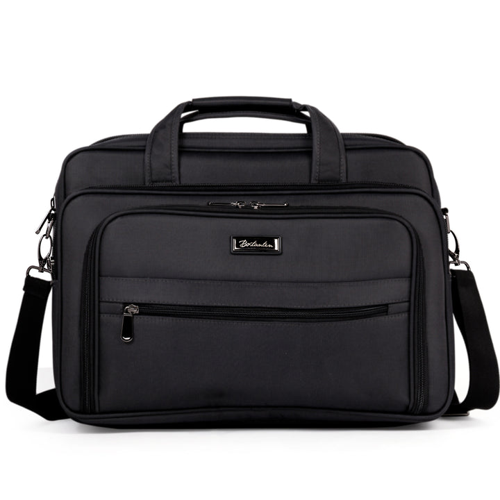 BOSTANTEN Laptop Bags 17 inch Briefcase for Men Canva Water-resistant Lightweight Shoulder Travel Bag Black - BOSTANTEN