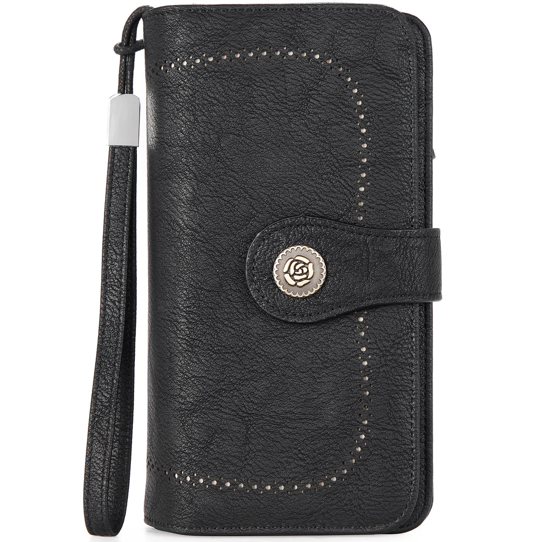 BOSTANTEN Womens Wallet Genuine Leather Large Capacity Wristlet Clutch Purse Credit Card Holder with RFID Blocking