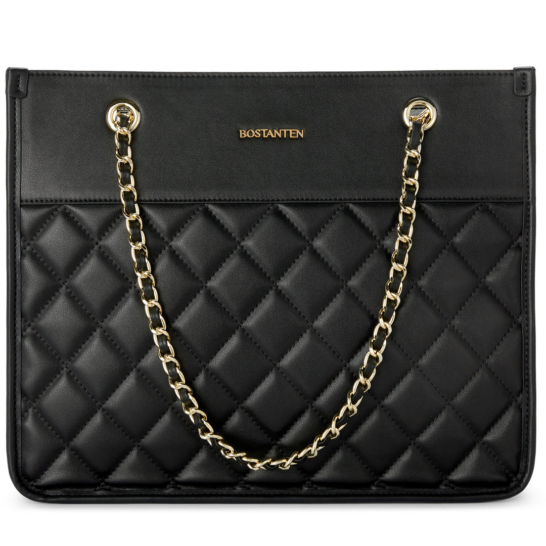 BOSTANTEN Handbags for Women Designer Leather Purses Quilted Shoulder Tote Bag with Chain Strap - BOSTANTEN
