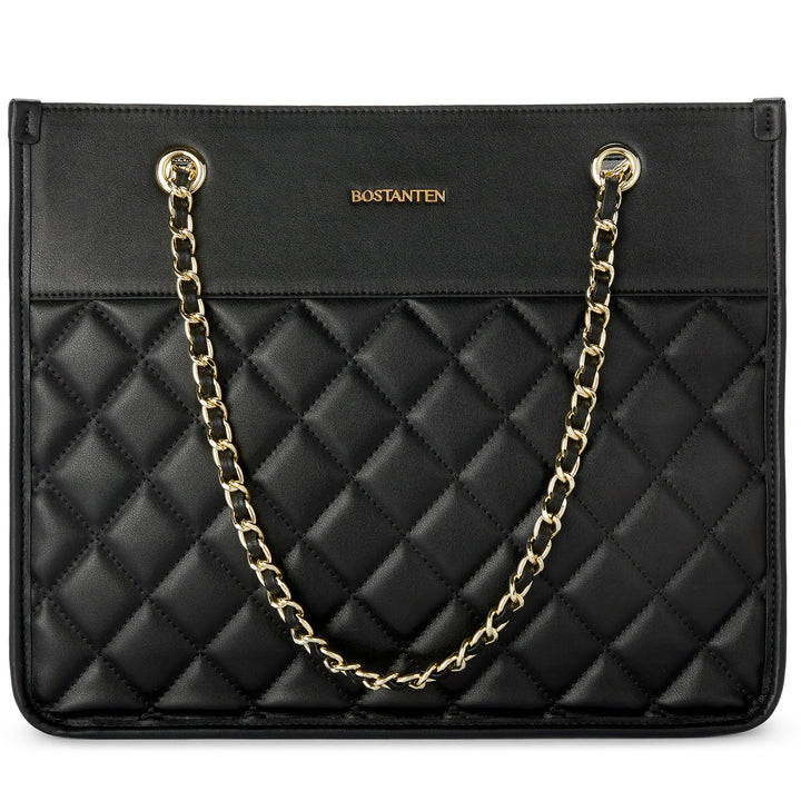 BOSTANTEN Handbags for Women Designer Leather Purses Quilted Shoulder Tote Bag with Chain Strap - BOSTANTEN