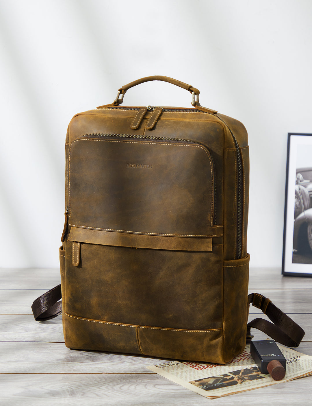 Großer Retro-Business-Rucksack für Herren für 15,6-Zoll-Laptops 