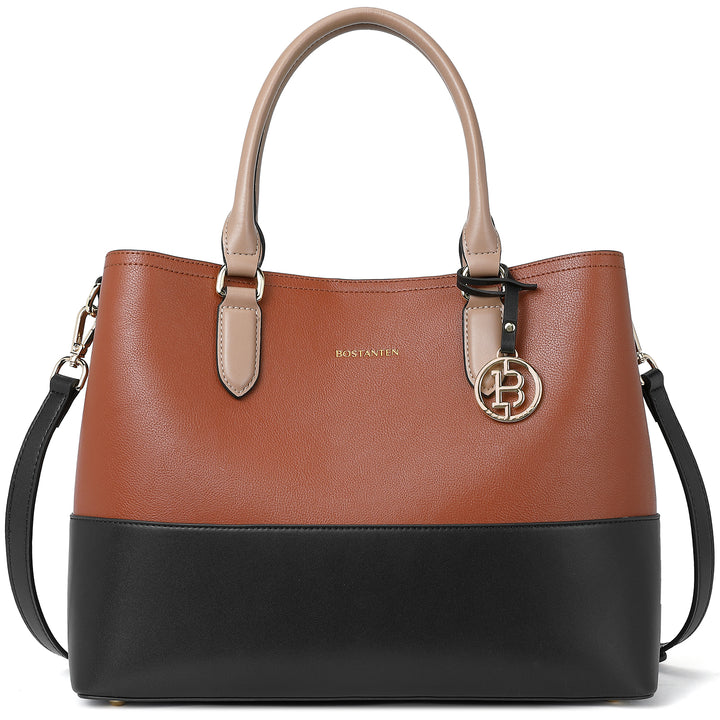 Satchel Handbags Leather Tote Purses Two Tone Designer Work Top Handle - BOSTANTEN