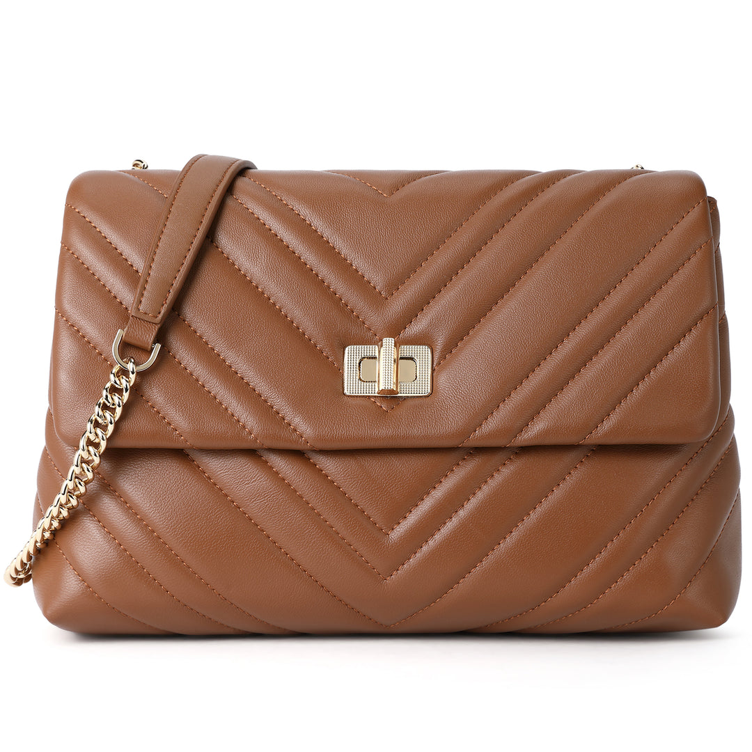 BOSTANTEN Womens Leather Shoulder Bag Quilted Designer Handbag Crossbody Bag Purse with Chain Strap - BOSTANTEN