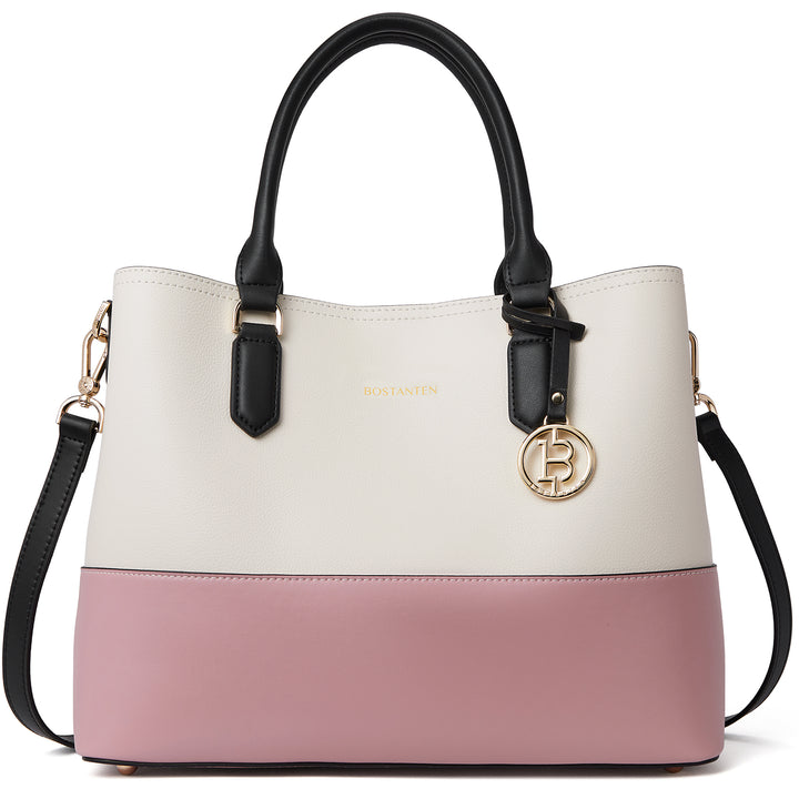 BOSTANTEN Leather Handbags for Women Designer Satchel Purses Top Handle Shoulder Crossbody Bag with Triple Compartment