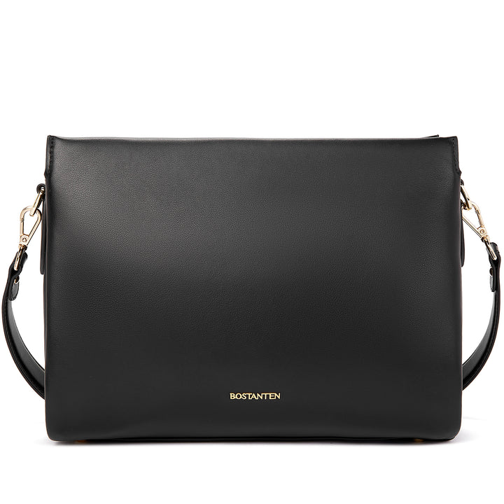 BOSTANTEN Women Leather Purses Handbags Designer Satchel Bag Shoulder Top Handle Tote Bags Triple Compartment - BOSTANTEN