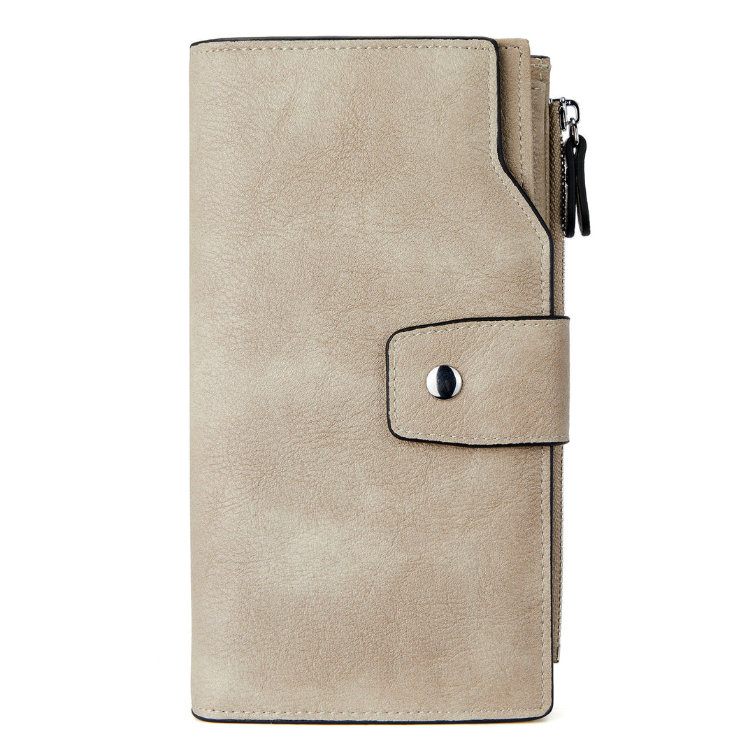 BOSTANTEN Womens Wallet Leather Wallets Large Capacity Cash Cluth Purses Coffee Rough Grain - BOSTANTEN