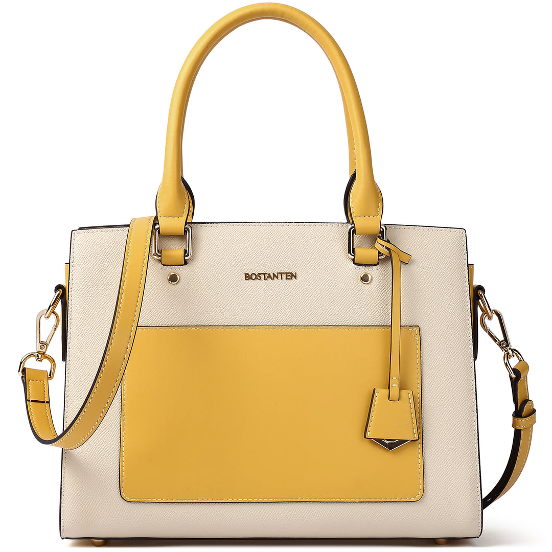 BOSTANTEN Women Top Handle Leather Tote Bag With Shoulder Strap - BOSTANTEN