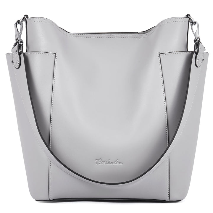 BOSTANTEN Genuine Leather Bucket Handbag Designer Hobo Shoulder Bags Tote Purses and Handbags Set with Clutch Purses - BOSTANTEN