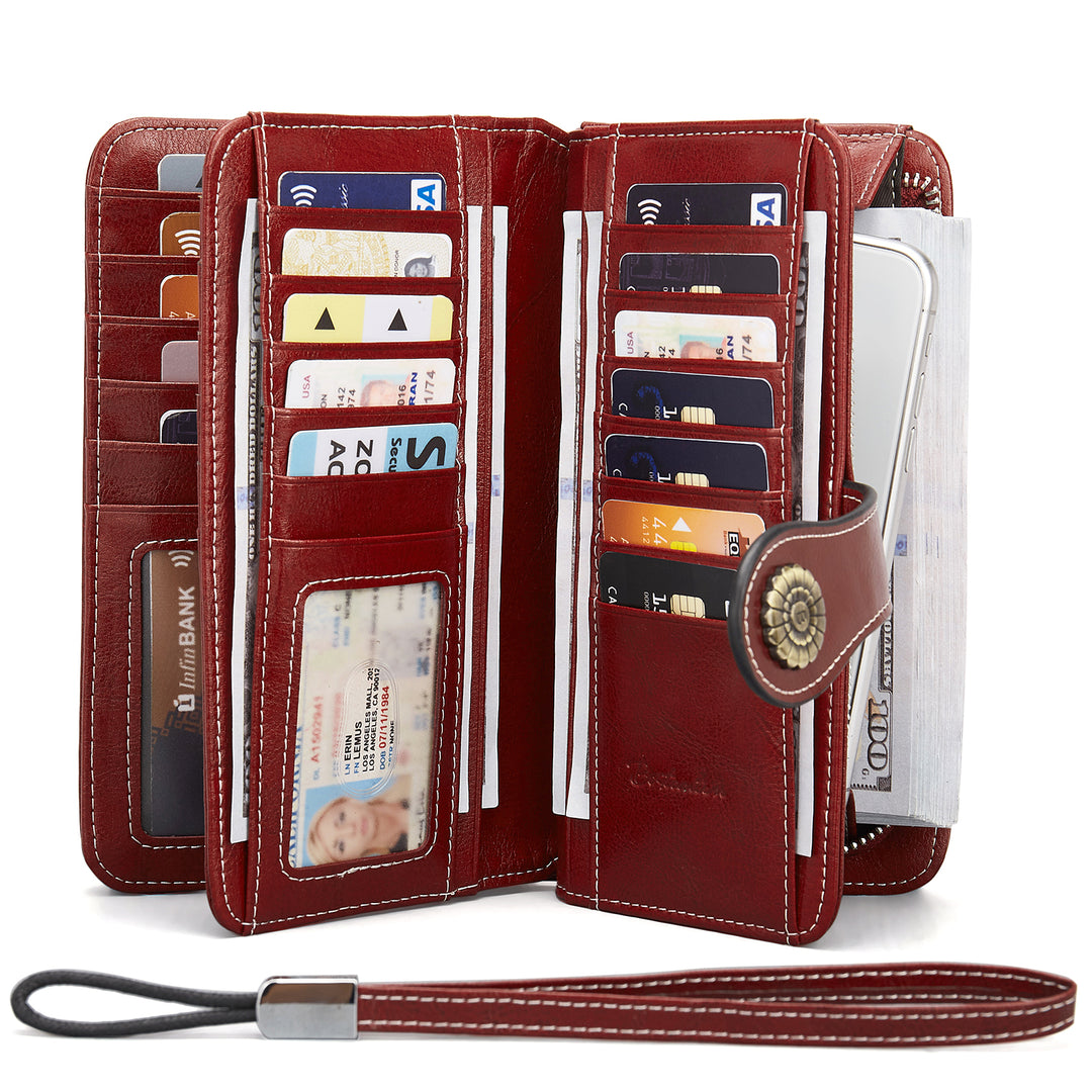 Lomy Big Wallet For Women With Wristlet —  Large Capacity - BOSTANTEN