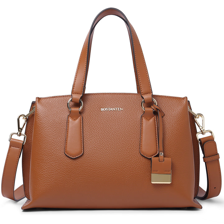 BOSTANTEN Women Leather Handbags Designer Tote Purses Ladies Fashion Satchel Top Handle Bags Triple Compartment - BOSTANTEN