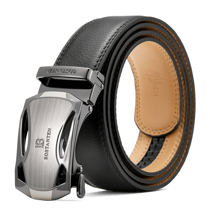 BOSTANTEN Mens Leather Ratchet Dress Belt Suit With Waist Belt Black - BOSTANTEN