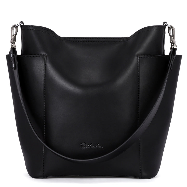 BOSTANTEN Genuine Leather Bucket Handbag Designer Hobo Shoulder Bags Tote Purses and Handbags Set with Clutch Purses - BOSTANTEN