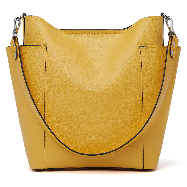 BOSTANTEN Genuine Leather Bucket Handbag Designer Hobo Shoulder Bags Tote Purses and Handbags Set with Clutch Purses - BOSTANTEN