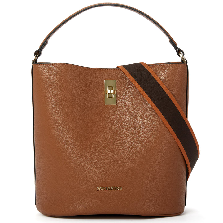 BOSTANTEN Leather Handbags for Women Designer Hobo Bucket Purses Fashion Ladies Crossbody Bags for Work Travel Daily - BOSTANTEN