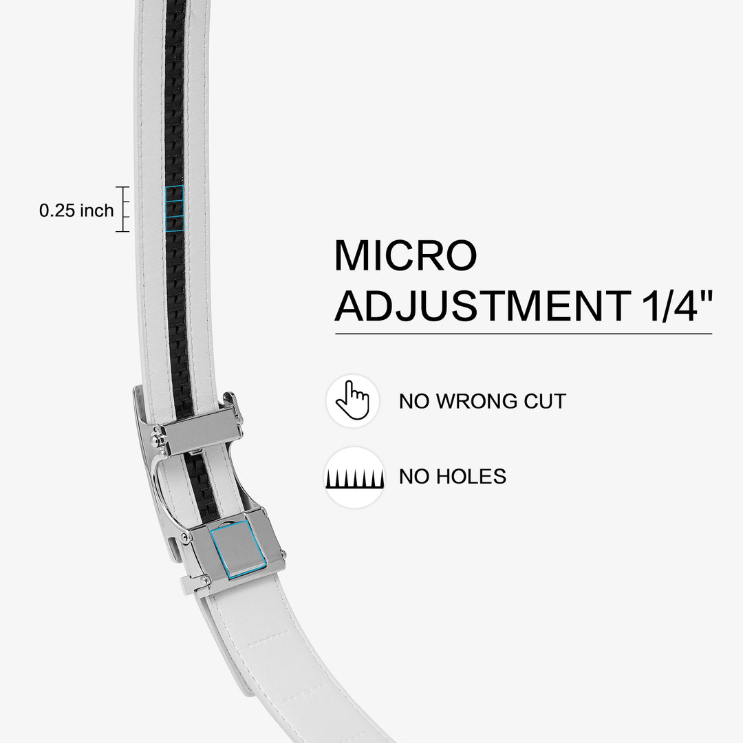Leather Ratchet Dress Belt with Sliding Adjustable Buckle - BOSTANTEN