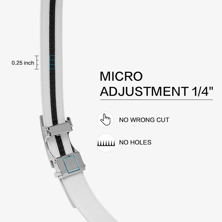 Leather Ratchet Dress Belt with Sliding Adjustable Buckle - BOSTANTEN