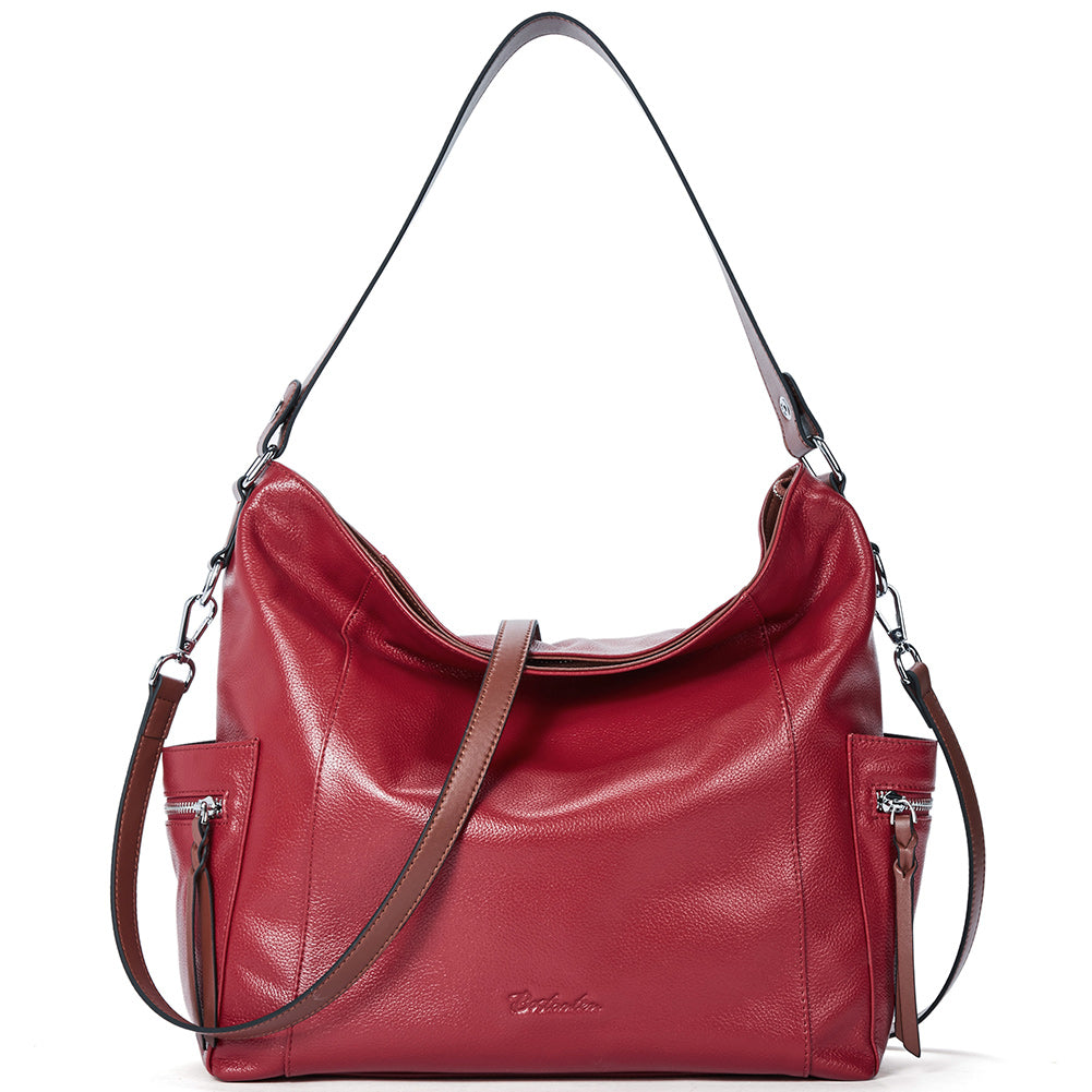 BOSTANTEN Genuine Leather Hobo Handbags Designer Shoulder Tote Purses Crossbody Large Bag for Women - BOSTANTEN