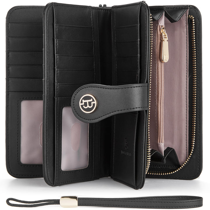 BOSTANTEN Womens Wallet Genuine Leather Large Capacity Wristlet Clutch Purse Credit Card Holder with RFID Blocking