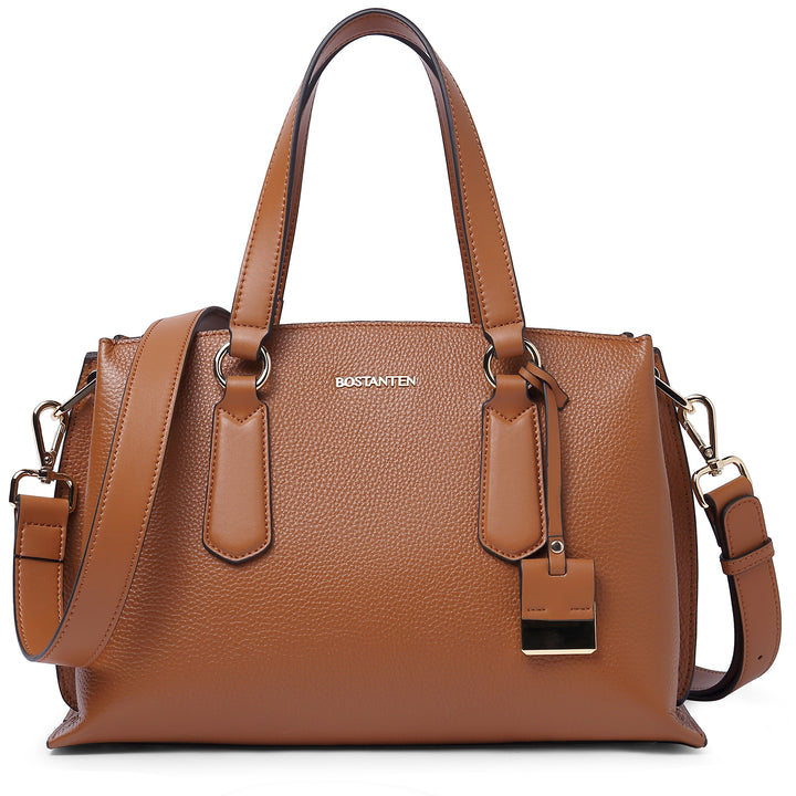 BOSTANTEN Women Leather Handbags Designer Tote Purses Ladies Fashion Satchel Top Handle Bags Triple Compartment - BOSTANTEN