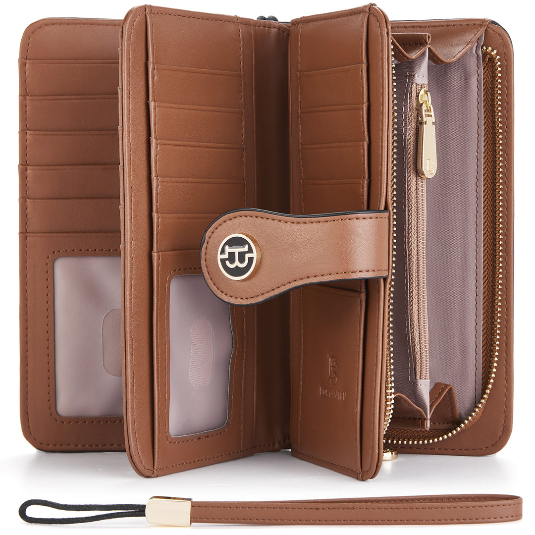 BOSTANTEN Womens Wallet Genuine Leather Large Capacity Wristlet Clutch Purse Credit Card Holder with RFID Blocking