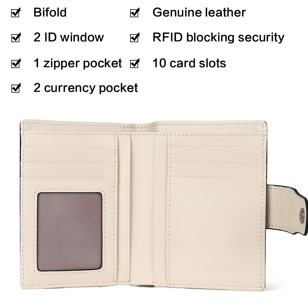 Lnna Small Wallet Zippered Checkbook Cover — ID Window - BOSTANTEN