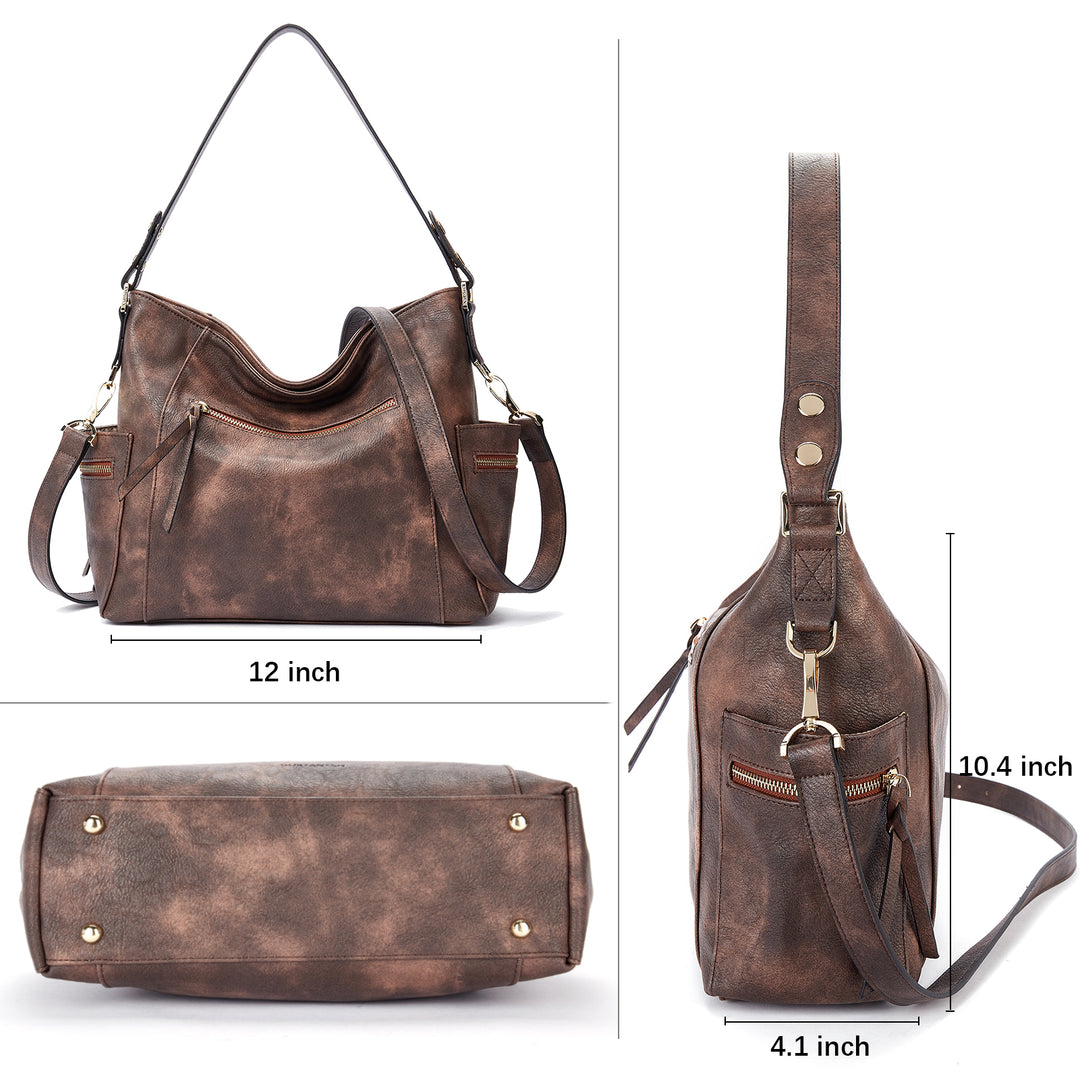 BOSTANTEN Genuine Leather Hobo Handbags Designer Shoulder Tote Purses Crossbody Large Bag for Women