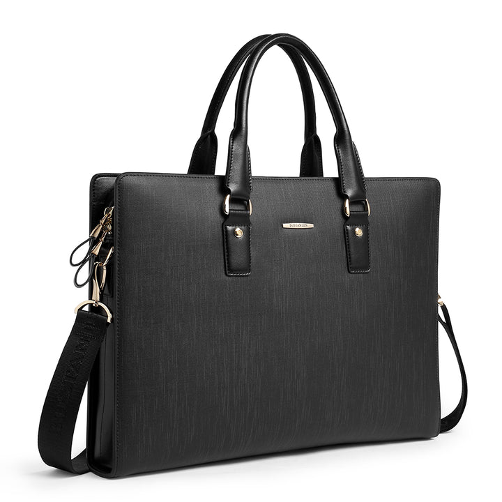 Stroud slim leather laptop bag large briefcase for business people - BOSTANTEN