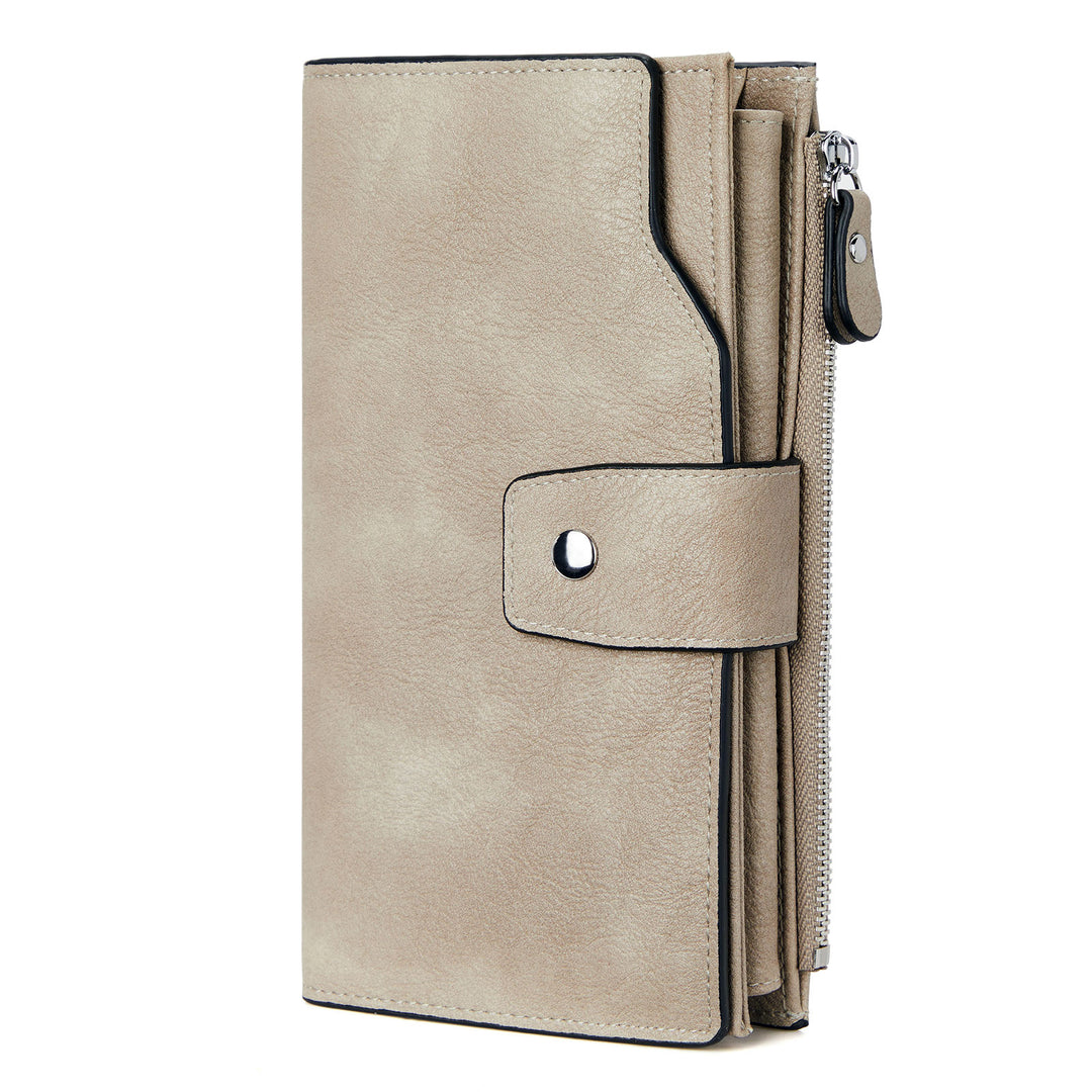 BOSTANTEN Womens Wallet Leather Wallets Large Capacity Cash Cluth Purses Coffee Rough Grain - BOSTANTEN