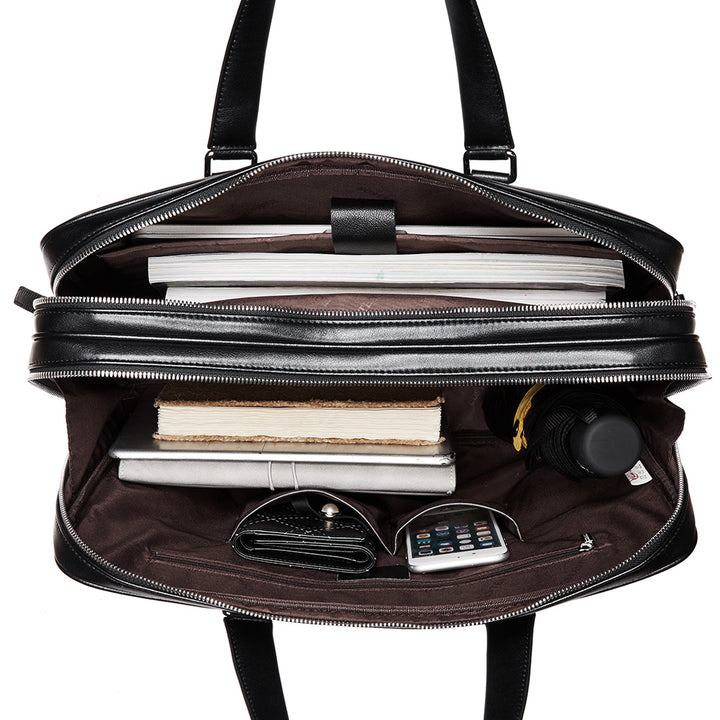 BOSTANTEN Leather Laptop Briefcase Best Work Bags Computer Bag for Men Black - BOSTANTEN