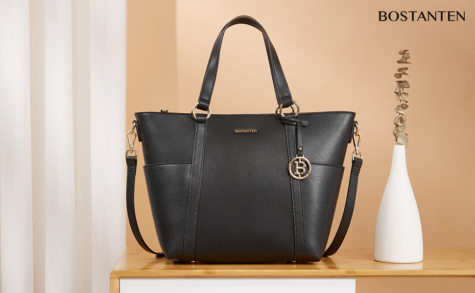 BOSTANTEN Women Leather Handbags Designer Purses Fashion Tote Shoulder Top Handle Bag for Work Daily - BOSTANTEN