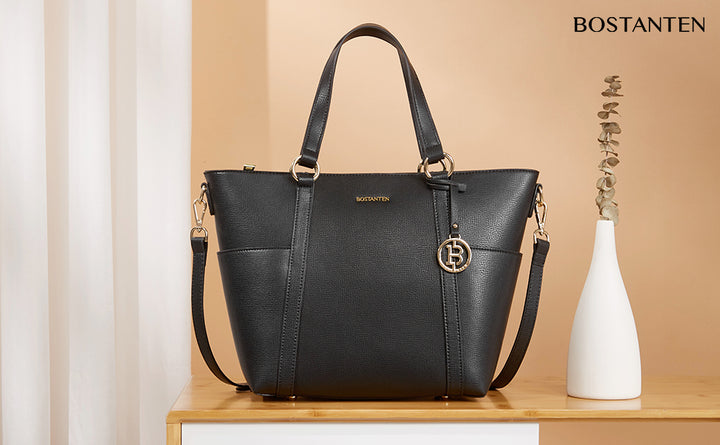 BOSTANTEN Women Leather Handbags Designer Purses Fashion Tote Shoulder Top Handle Bag for Work Daily - BOSTANTEN
