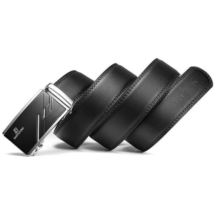 Bostanten Mens Black Leather Belt Without Holes Suit With Waist Belt - BOSTANTEN