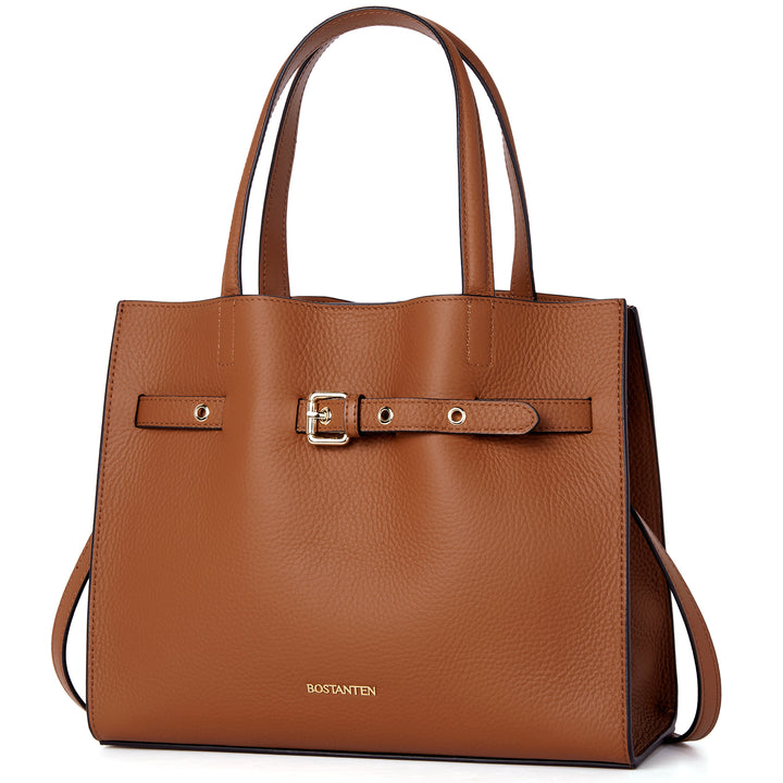 BOSTANTEN Women Handbags Purses Leather Tote Bags Designer Fashion Top Handle Crossbody Bags with Zipper Pouch - BOSTANTEN