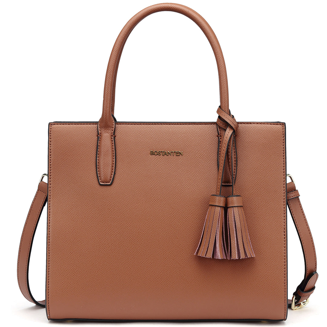 BOSTANTEN Satchel Handbags for Women Designer Leather Tote Purses Ladies Top Handle Crossbody Bags with Tassel - BOSTANTEN