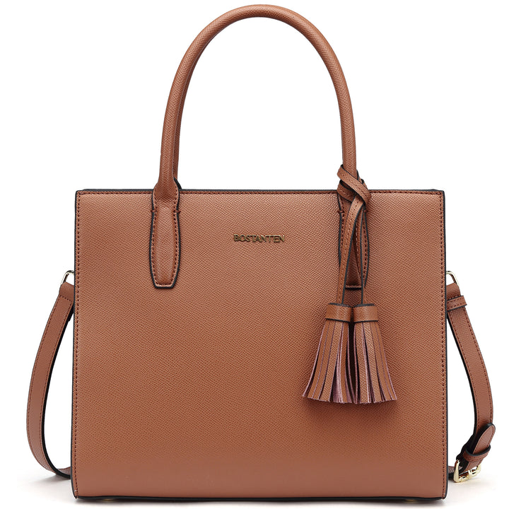 BOSTANTEN Satchel Handbags for Women Designer Leather Tote Purses Ladies Top Handle Crossbody Bags with Tassel - BOSTANTEN