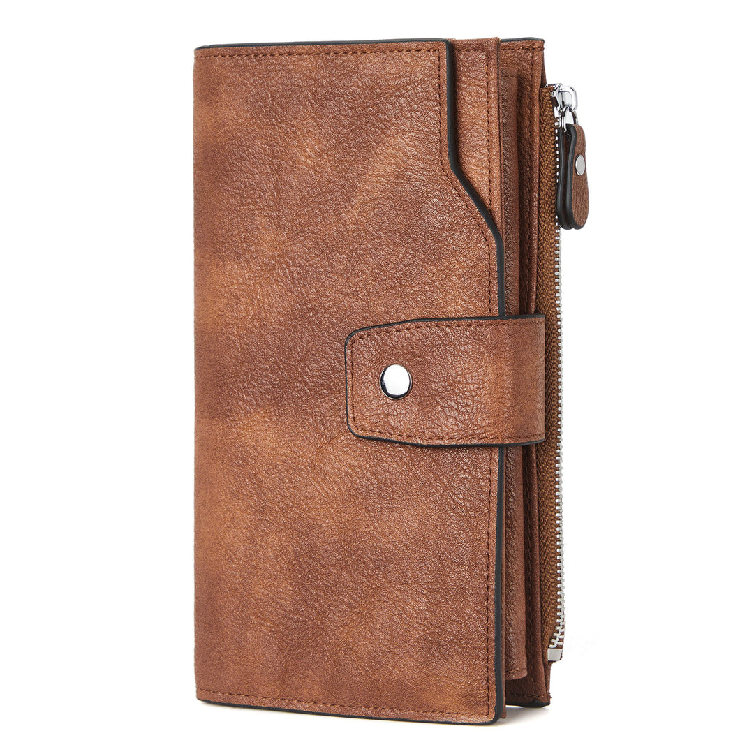 BOSTANTEN Womens Wallet Leather Wallets Large Capacity Cash Cluth Purses Coffee Rough Grain - BOSTANTEN