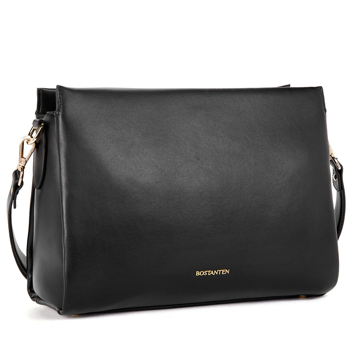 BOSTANTEN Women Leather Purses Handbags Designer Satchel Bag Shoulder Top Handle Tote Bags Triple Compartment - BOSTANTEN