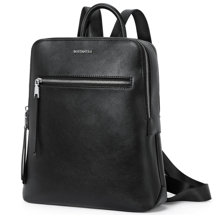 Nombongo Soft Leather Backpack — Pitch-Black - BOSTANTEN