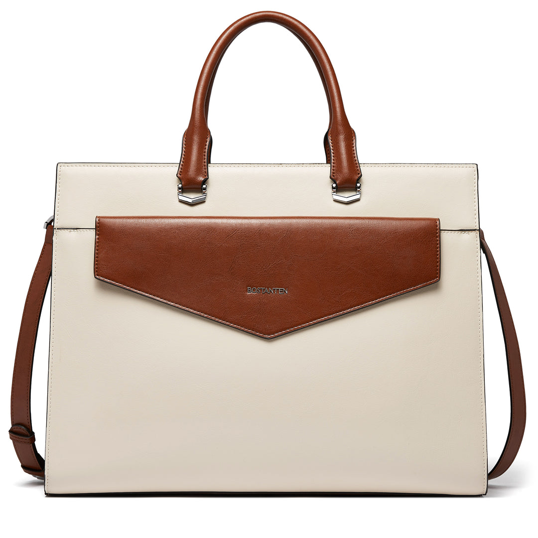 Mizuki Modern-Style Leather Briefcase — 15.6 Inch - BOSTANTEN