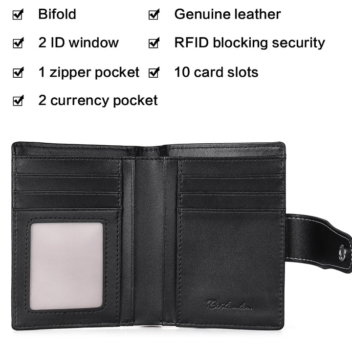 Lnna Small Wallet Zippered Checkbook Cover — ID Window - BOSTANTEN