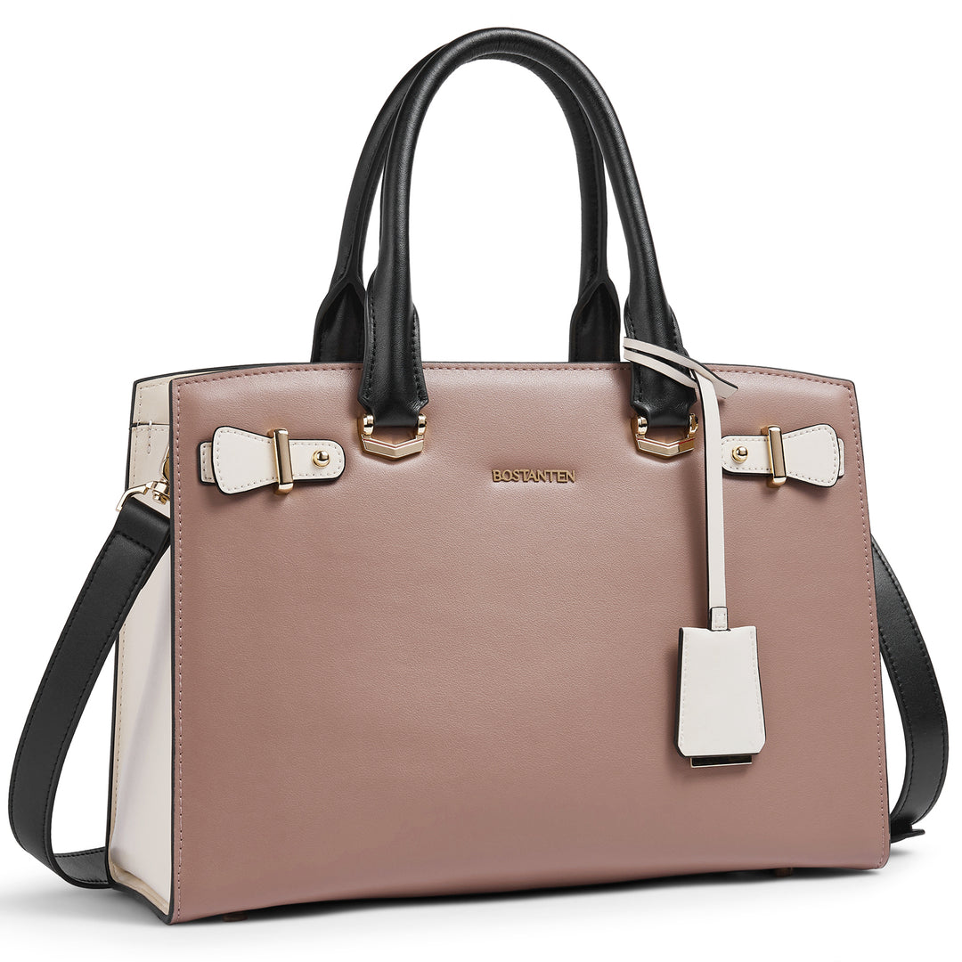 BOSTANTEN Women Leather Handbag Designer Satchel Purses Top Handle Shoulder Totes Crossbody Bag - BOSTANTEN