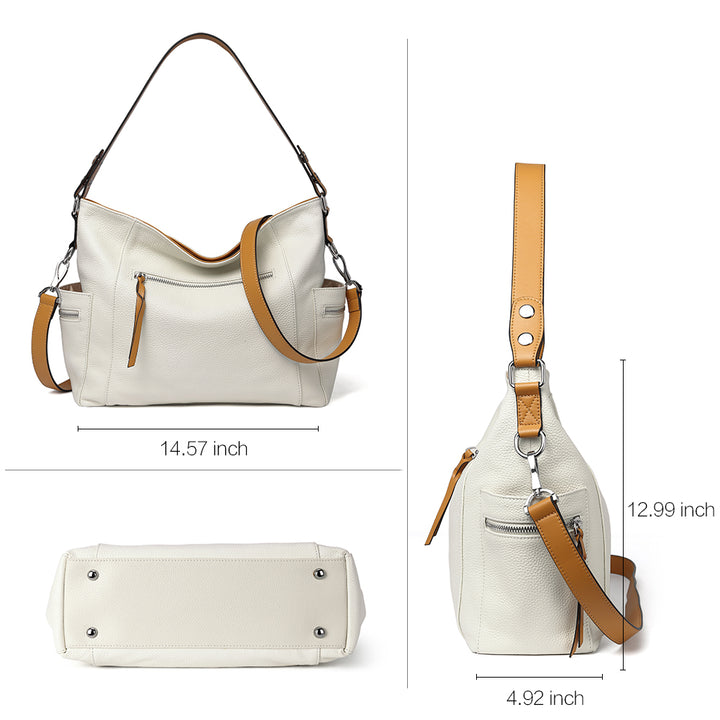 BOSTANTEN Women Leather Convertible Hobo Purse With Side Zipper Pocket - BOSTANTEN