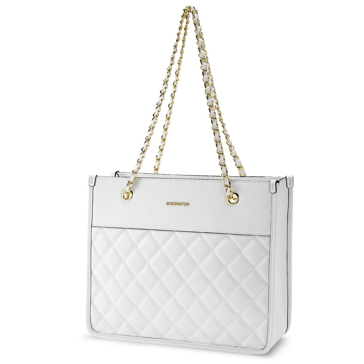 BOSTANTEN Handbags for Women Designer Leather Purses Quilted Shoulder Tote Bag with Chain Strap - BOSTANTEN