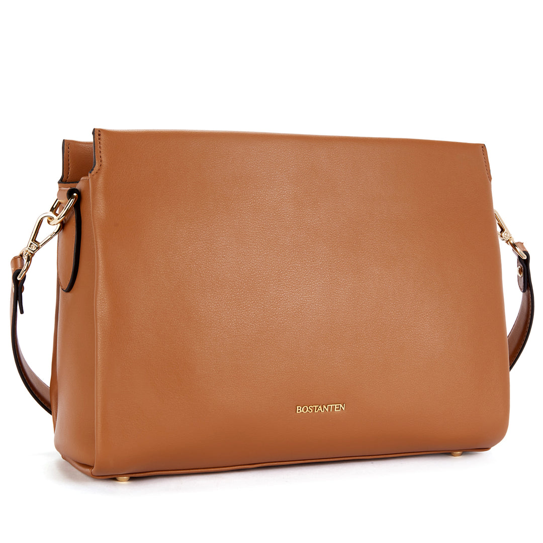 BOSTANTEN Women Leather Purses Handbags Designer Satchel Bag Shoulder Top Handle Tote Bags Triple Compartment - BOSTANTEN