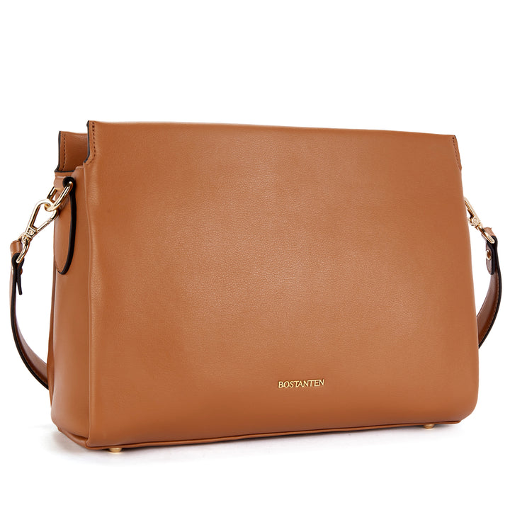BOSTANTEN Women Leather Purses Handbags Designer Satchel Bag Shoulder Top Handle Tote Bags Triple Compartment - BOSTANTEN