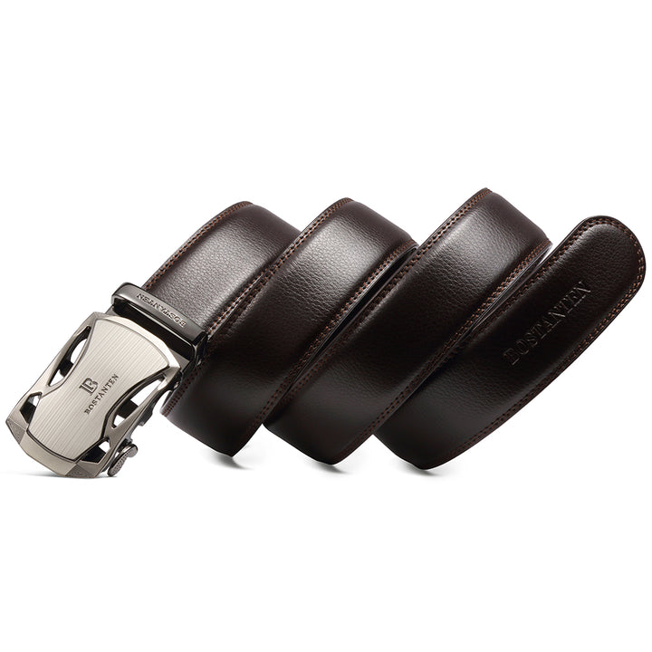 BOSTANTEN Mens Leather Ratchet Dress Belt Suit With Waist Belt Black - BOSTANTEN